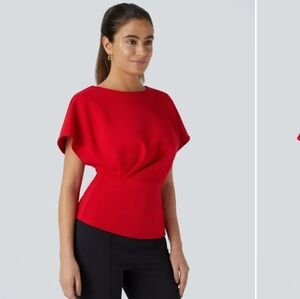 HALARA Red Draped Waist Tunic Top